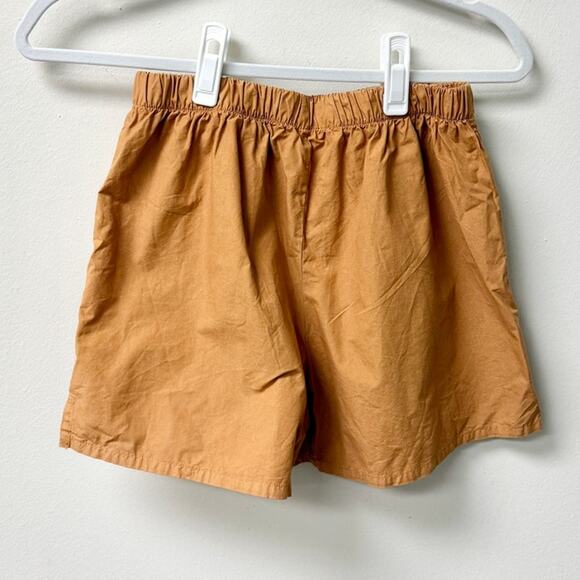 DONNI. Cotton Poplin Pull On Elastic Waist The Pop Boxers Short Camel Women's XS - Picture 6 of 6
